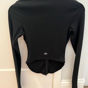ALO Yoga Black Long Sleeve Top with Zipper